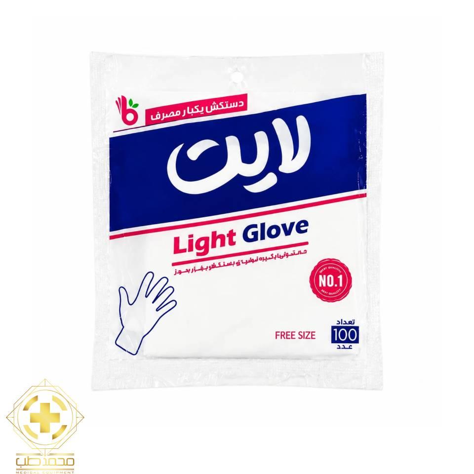 دستکش یکبارمصرف نایلونی لایت بسته 100 عددی دستکش یکبارمصرف نایلونی لایت بسته 100 عددی