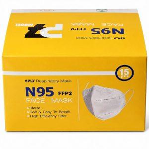 ماسک N95 فیلتر دار بسته 15 عددی | دارای پین و فیکسر بینی