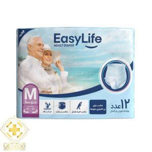 پوشینه شورتی بزرگسال ایزی لایف سایز متوسط (M) بسته 12 عددی
